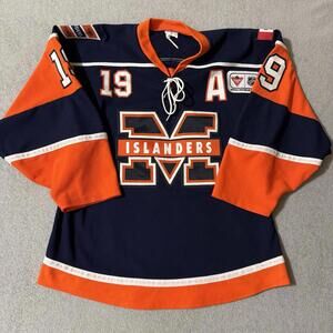 M Islanders Hockey Jersey #19 Khanna Navy Orange Canadian Tire Patch Men’s XL